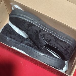 Vans Black Floral Women's Slip-On Sneakers